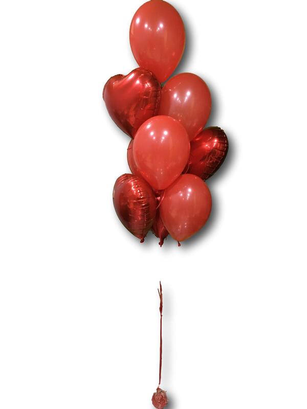 7.MIX HEART ROUND
29,00 €
Μπουκέτο από μπαλόνια με κόκκινα στρογγυλά latex και κόκκινες καρδιές foil
Ύψος 2 μέτρα
